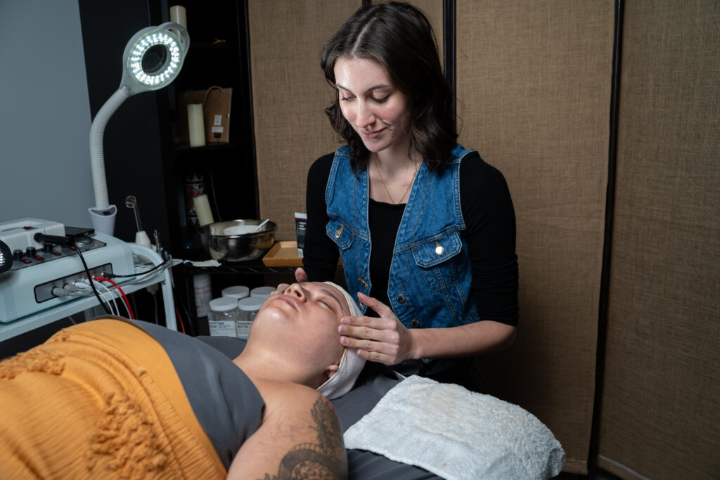 Client getting a Facial - Unwind at Westclox